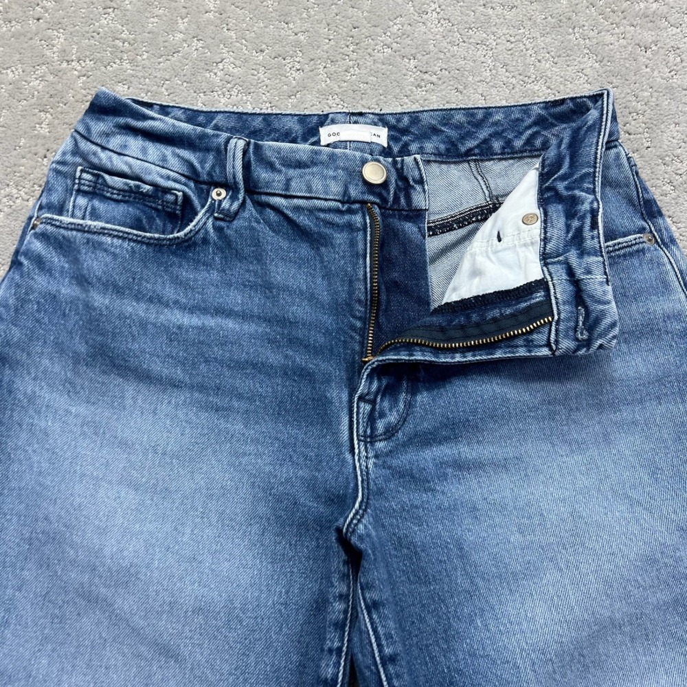 Good American Jeans Womens Size 4/27 Good Legs Straight Blue‎ Denim Frayed Hem